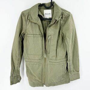✅ Madewell Fleet Utility Military Jacket Women X-SMALL Full Zip Green POCKETS